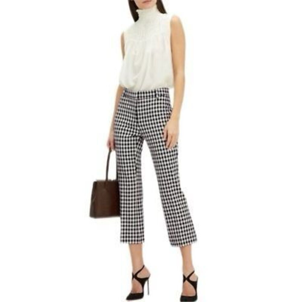 DEREK LAM 10 CROSBY CROP FLARE PLAID TROUSER
